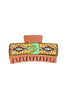 AZTEC PATTERN FAUX LEATHER HAIR CLAW