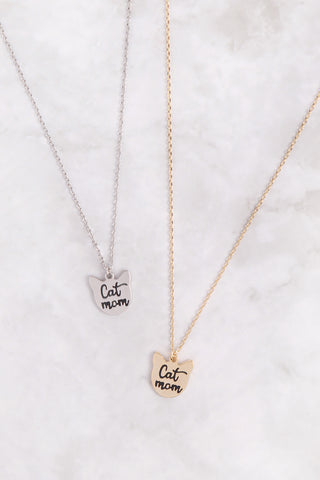 "MAMA" LETTER CUBIC ZIRCONIA PENDANT BRASS NECKLACE