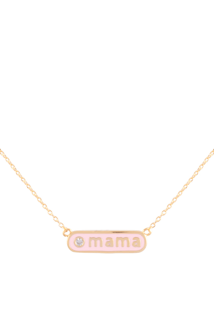"MAMA" PERSONALIZED ROUNDED BAR W/COLOR BRASS NECKLACE