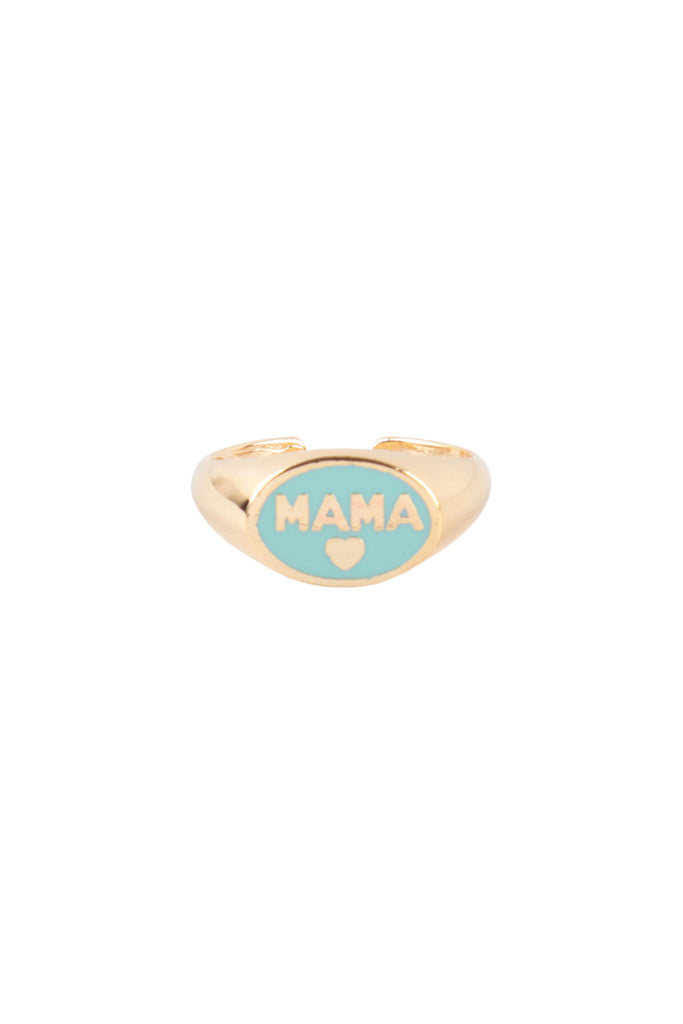 BRASS- "MAMA" W/COLOR SIGNET OPEN RING