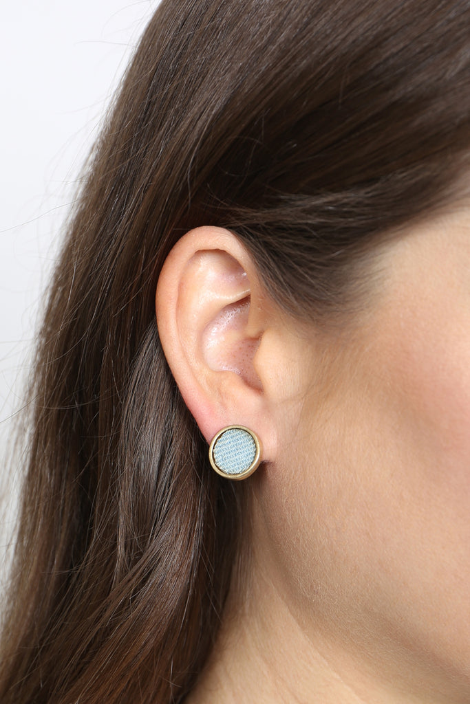 DENIM BUTTON EARRINGS