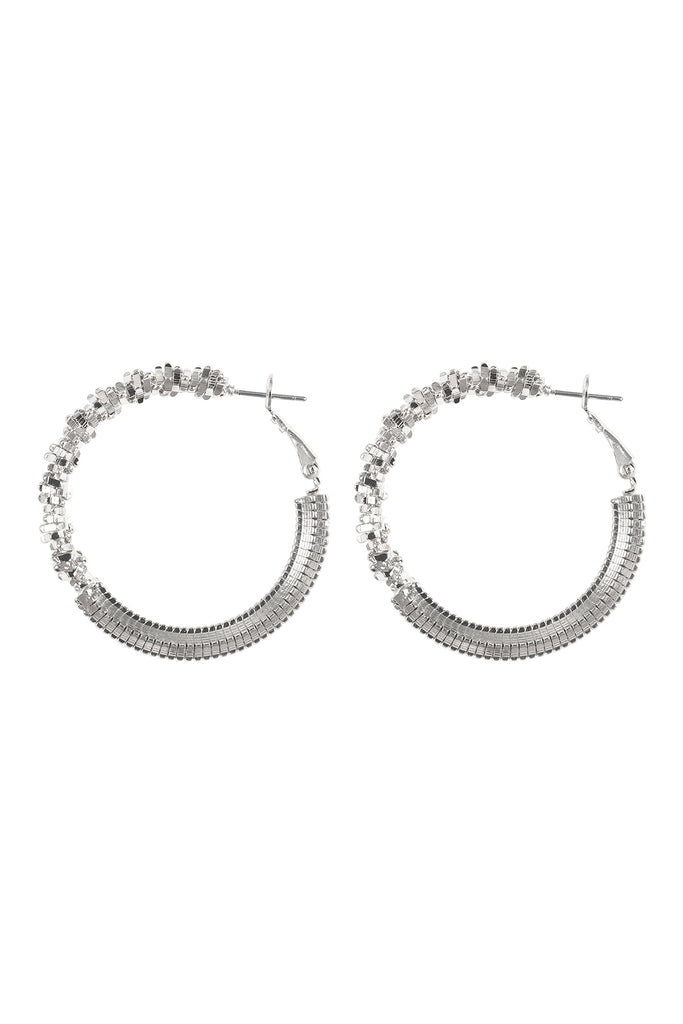 ABSTRACT TEXTURED HOOP LOCK EARRINGS