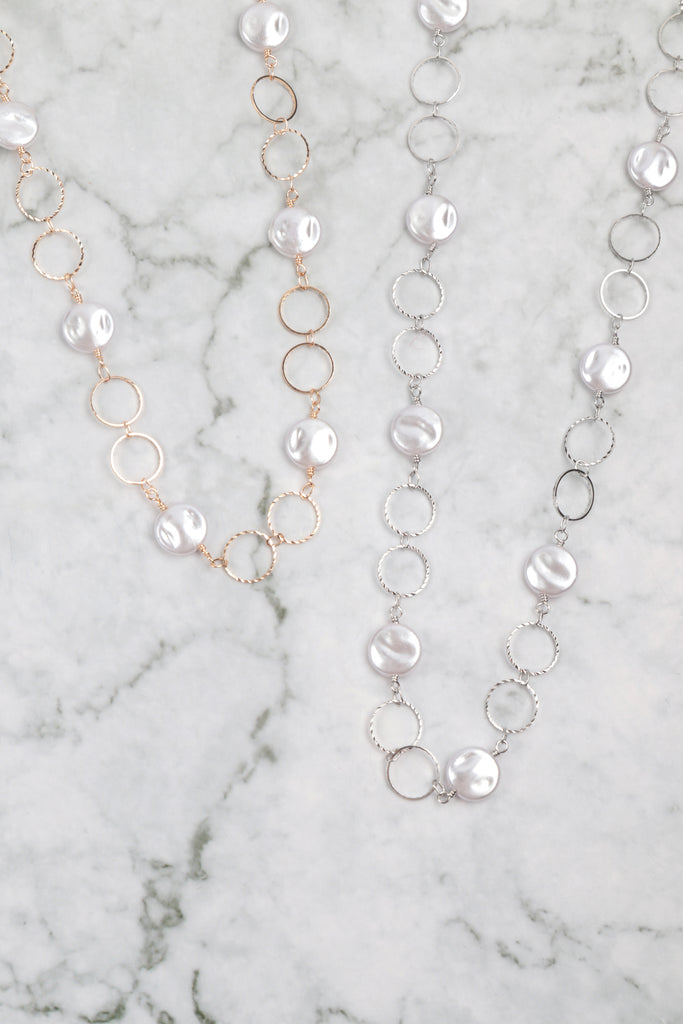 ROUND PEARL LINK CHAIN NECKLACE