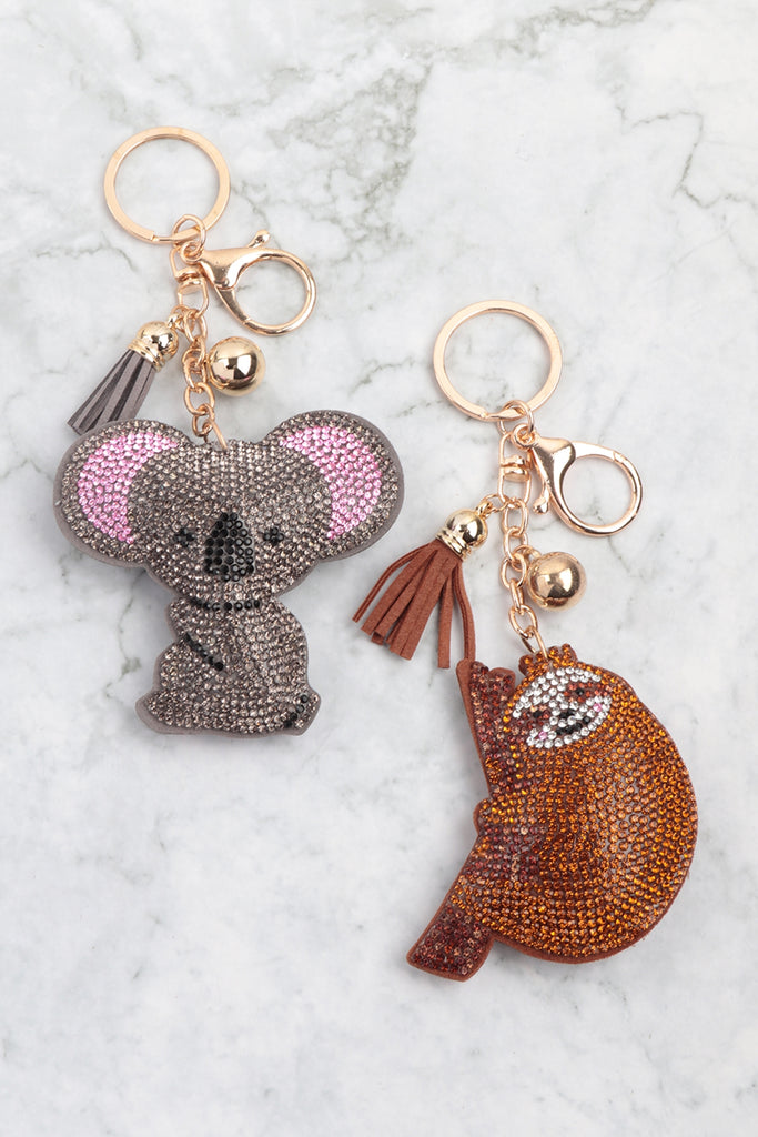 CUTE KOALA RHINESTONE TASSEL KEYCHAIN