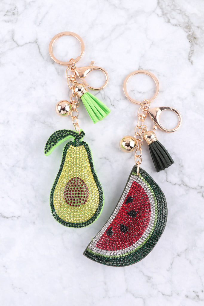 WATERMELON RHINESTONE TASSEL KEYCHAIN