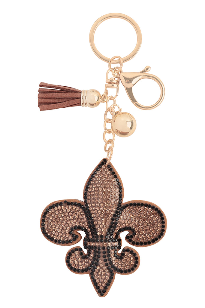 FLEUR DE LIS RHINESTONE TASSEL KEYCHAIN