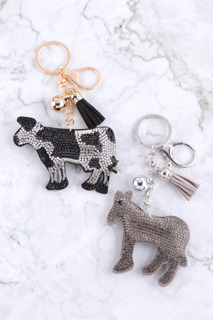 DONKEY RHINESTONE TASSEL KEYCHAIN