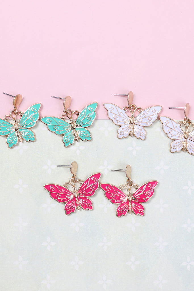 BUTTERFLY POST DANGLING EARRINGS