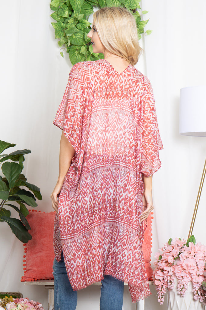 ZIG ZAG PRINT OPEN FRONT KIMONO