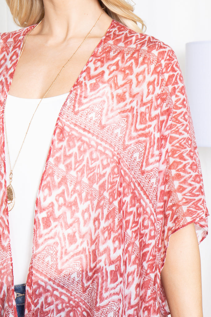 ZIG ZAG PRINT OPEN FRONT KIMONO