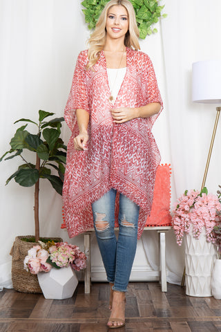 PAINT SPLATTER PRINT THIGH LENGTH KIMONO