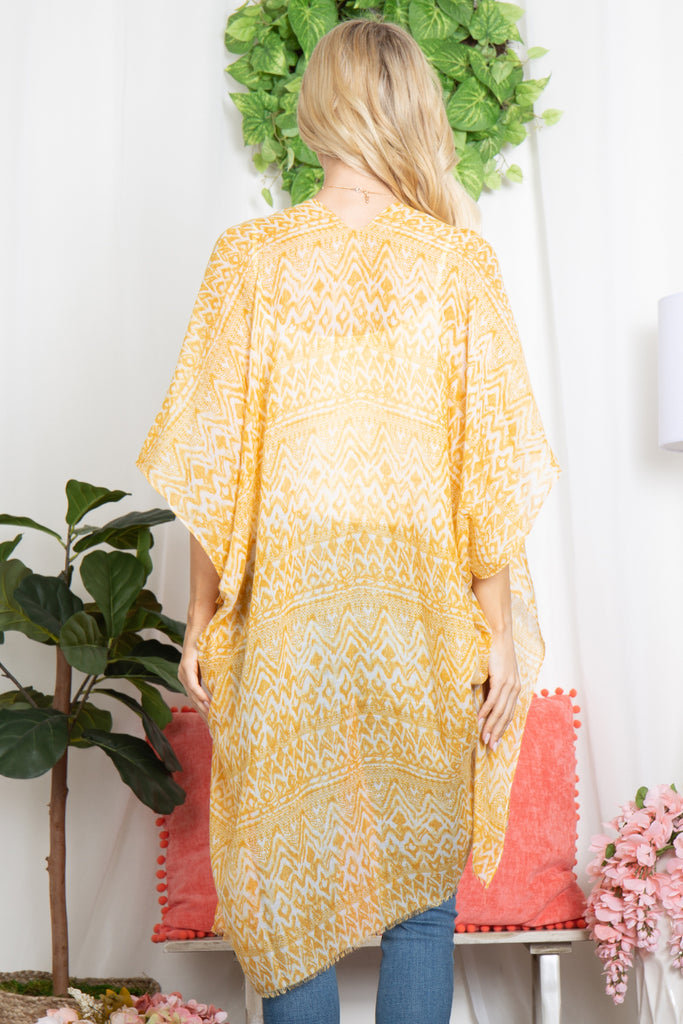 ZIG ZAG PRINT OPEN FRONT KIMONO