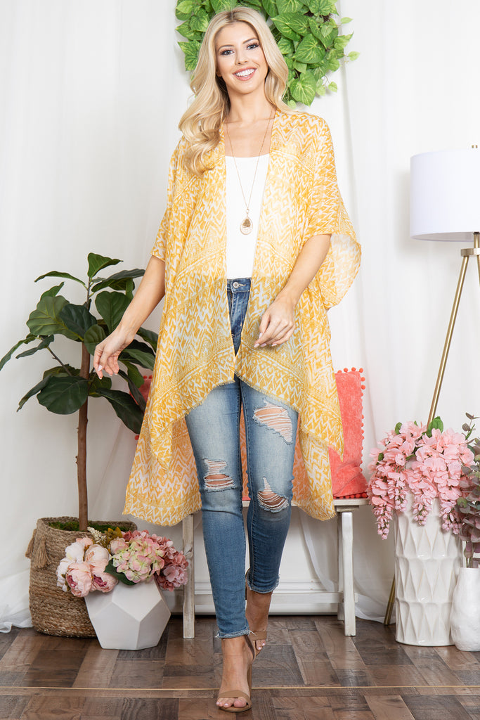 ZIG ZAG PRINT OPEN FRONT KIMONO