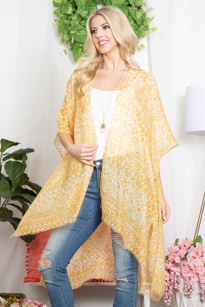 ZIG ZAG PRINT OPEN FRONT KIMONO