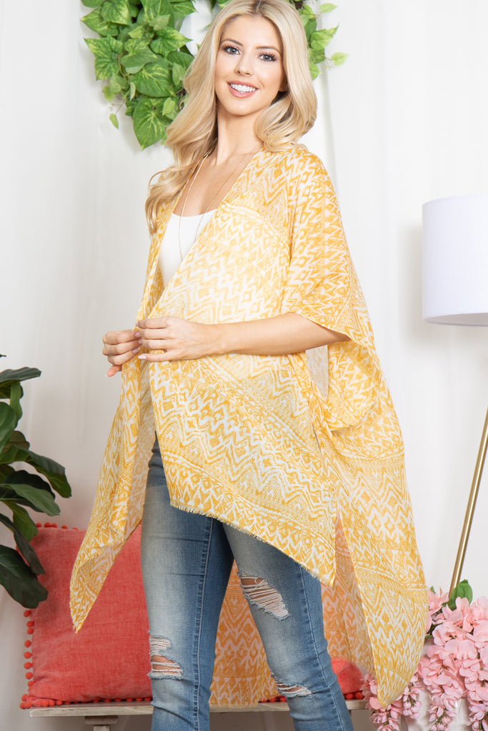 ZIG ZAG PRINT OPEN FRONT KIMONO