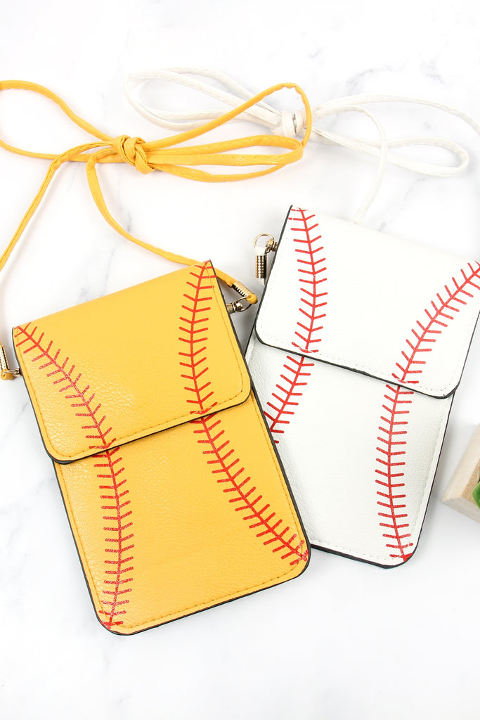 SOFTBALL CELLPHONE CROSSBODY WITH CLEAR WINDOW POUCH