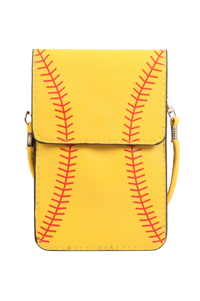 SOFTBALL CELLPHONE CROSSBODY WITH CLEAR WINDOW POUCH