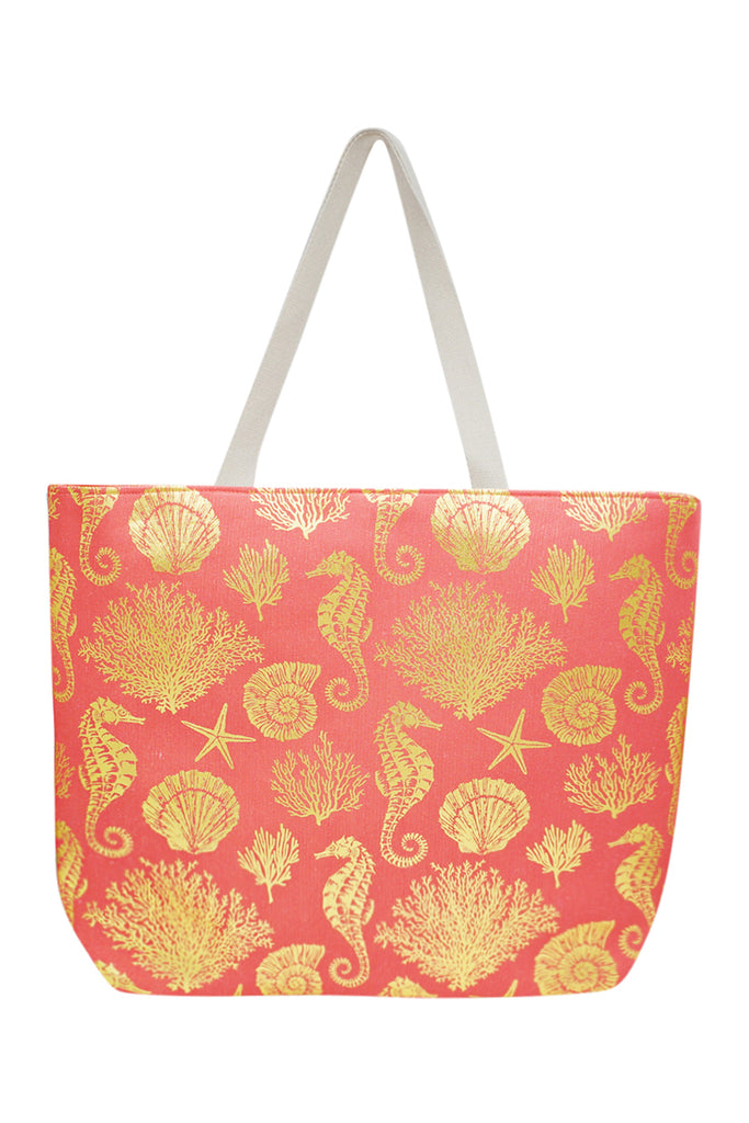 GOLD FOIL SEA LIFE TOTE BAG