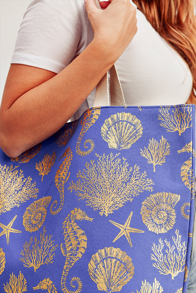 GOLD FOIL SEA LIFE TOTE BAG