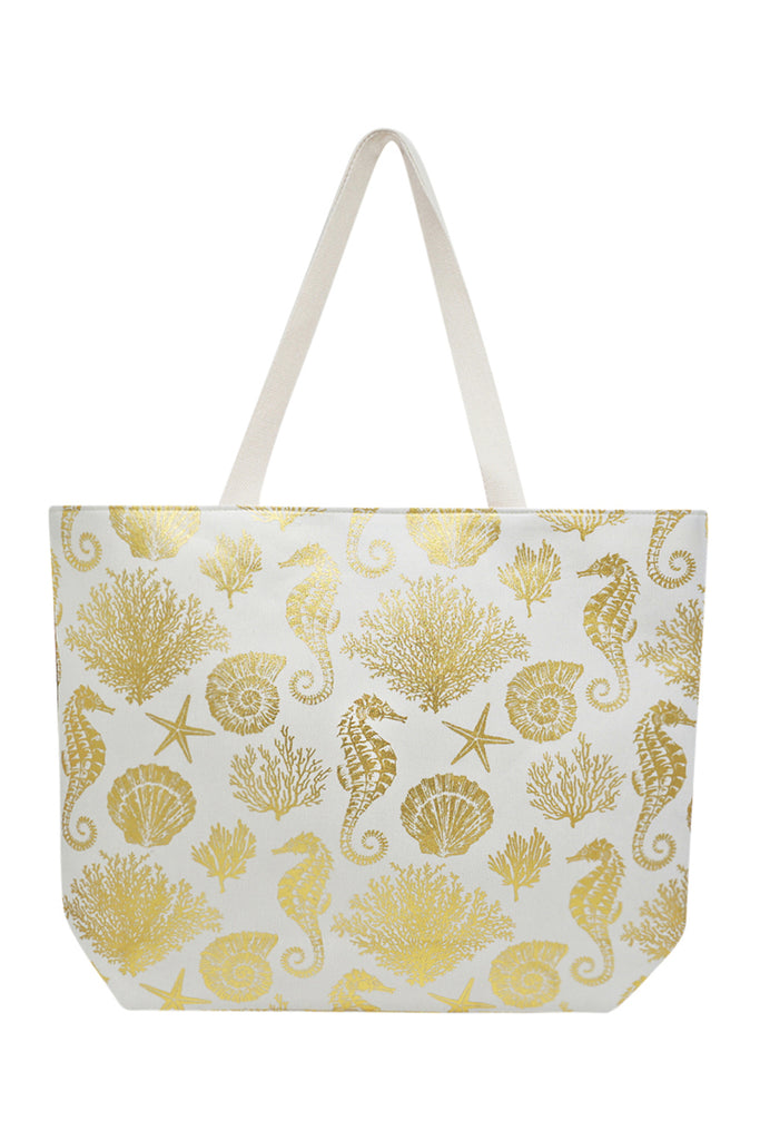 GOLD FOIL SEA LIFE TOTE BAG