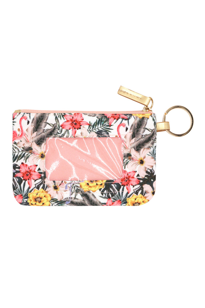 TROPICAL FLAMINGO ID WALLET & DETACHABLE LANYARD