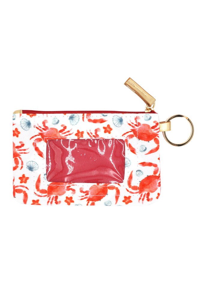 HAND DRAWN CRAB ID WALLET & DETACHABLE LANYARD