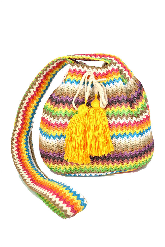 MULTI COLOR STRIPED BUCKET BAG