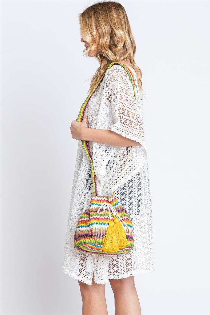 MULTI COLOR STRIPED BUCKET BAG