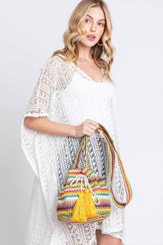 MULTI COLOR STRIPED BUCKET BAG