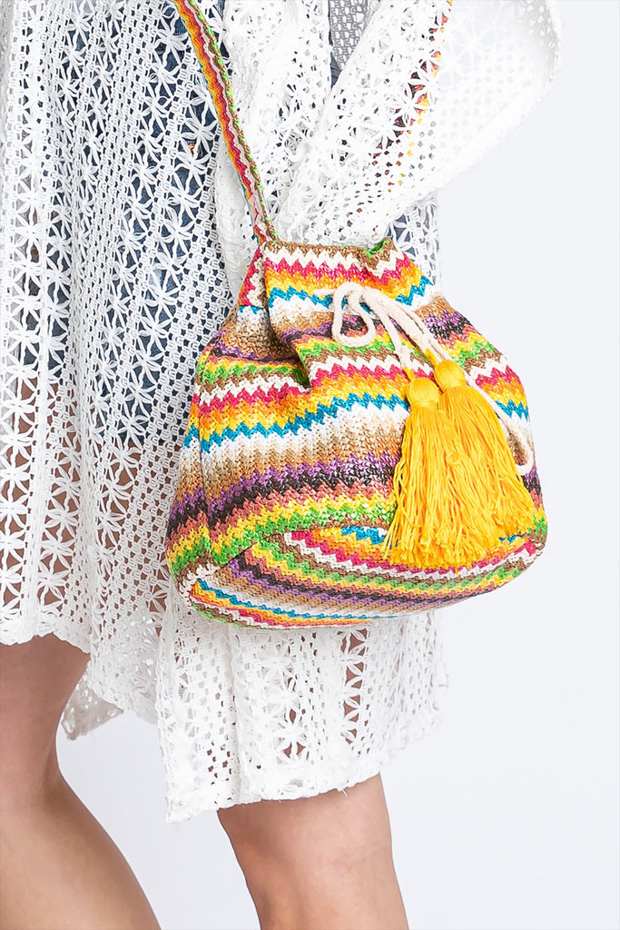 MULTI COLOR STRIPED BUCKET BAG