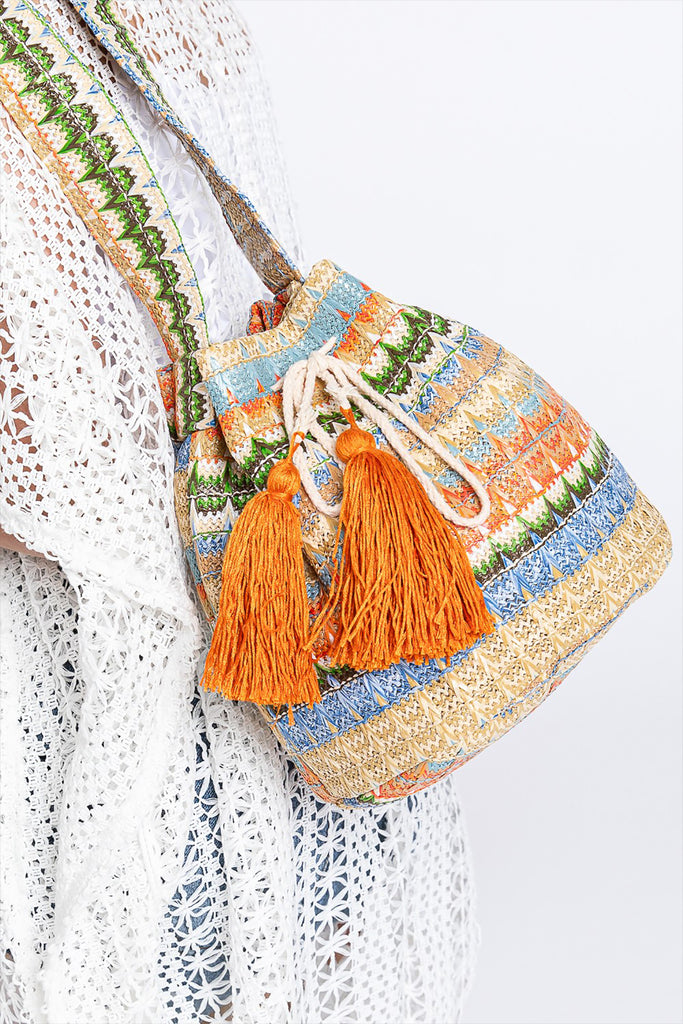 MULTI COLOR STRIPED BUCKET BAG