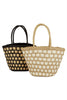 TWO TONE COLOR BLOCK STRAW BAG