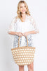 TWO TONE COLOR BLOCK STRAW BAG