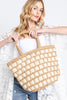 TWO TONE COLOR BLOCK STRAW BAG