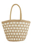 TWO TONE COLOR BLOCK STRAW BAG