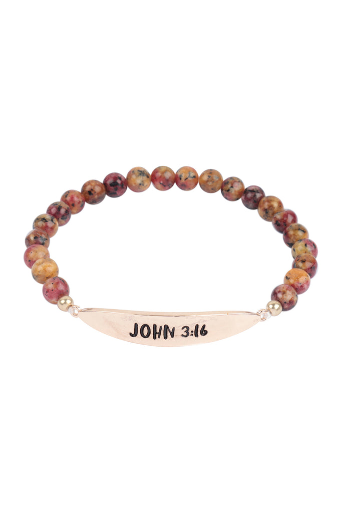 JOHN 3:16 NATURAL STONE STRETCH BRACELET