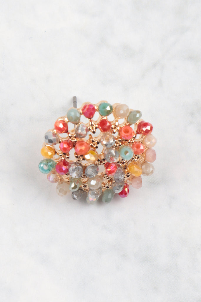 BALL RHINESTONE CLUSTER POST EARRINGS