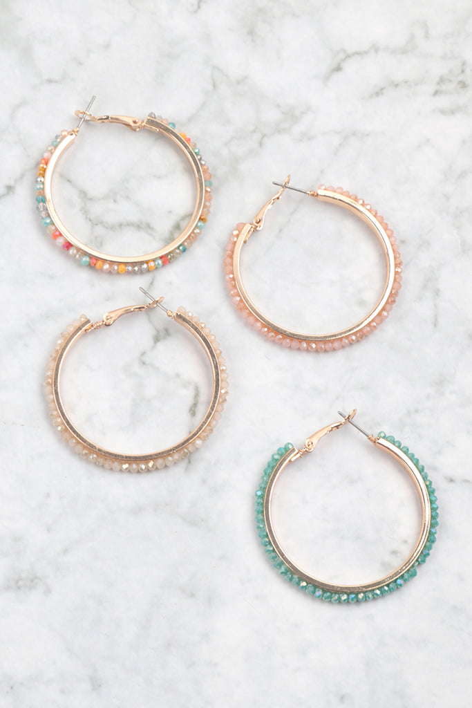 BOHO PAVE RHINESTONE HOOP EARRINGS