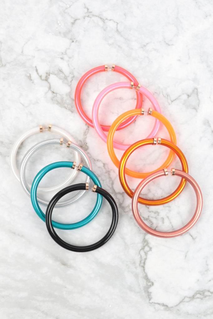 2.25" TUBE JELLY HOOP EARRINGS