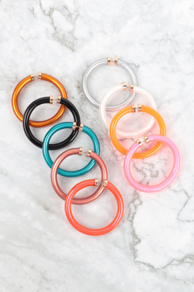 1.57" TUBE JELLY HOOP EARRINGS