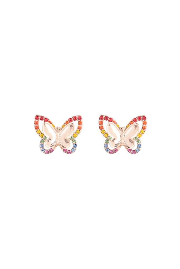 3D BUTTERFLY PAVE RHINESTONE EARRINGS