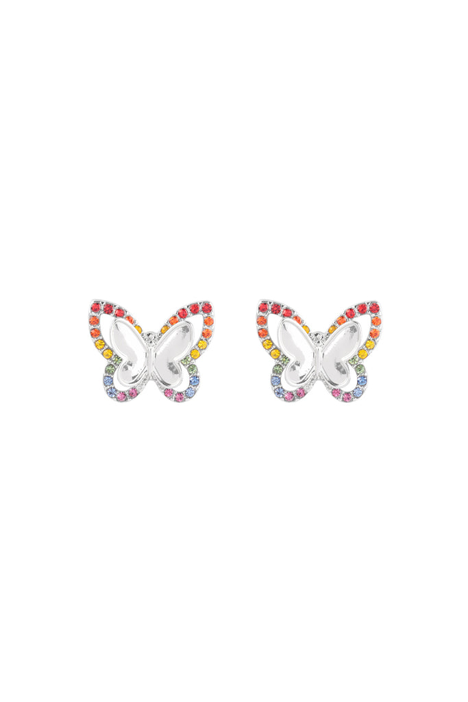 3D BUTTERFLY PAVE RHINESTONE EARRINGS