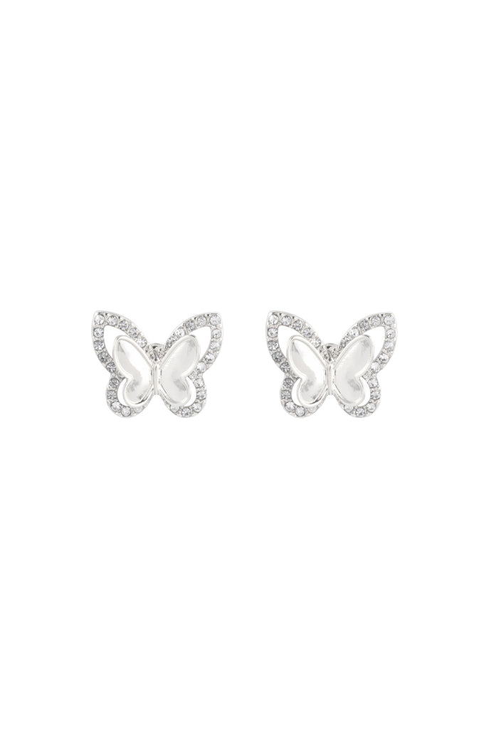 3D BUTTERFLY PAVE RHINESTONE EARRINGS