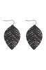 LEAF SHAPED FILIGREE DANGLE BRASS EARRING