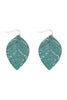 LEAF SHAPED FILIGREE DANGLE BRASS EARRING