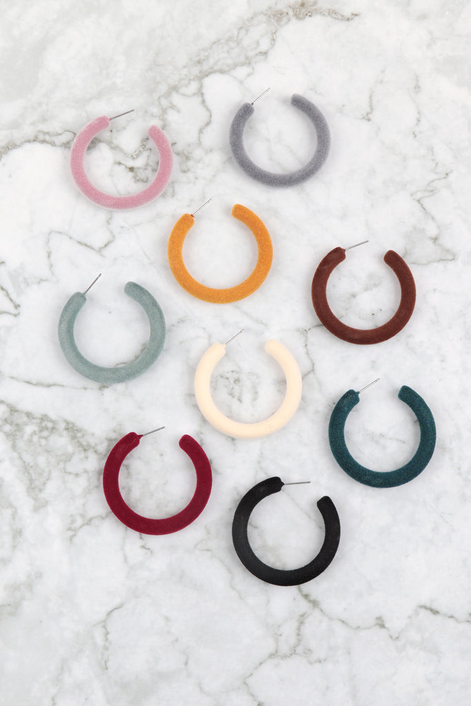 1.5" VELVET HOOP EARRINGS