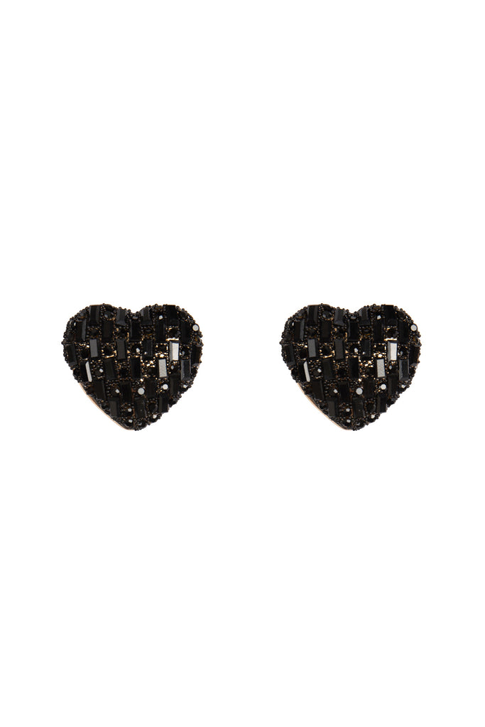 VALENTINE HEART GLITTER RHINESTONE STUD EARRINGS