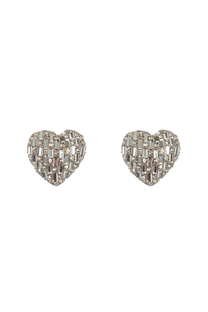 VALENTINE HEART GLITTER RHINESTONE STUD EARRINGS