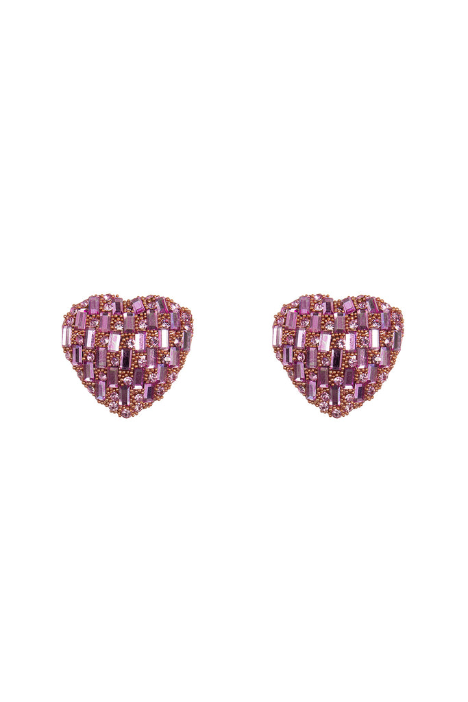 VALENTINE HEART GLITTER RHINESTONE STUD EARRINGS