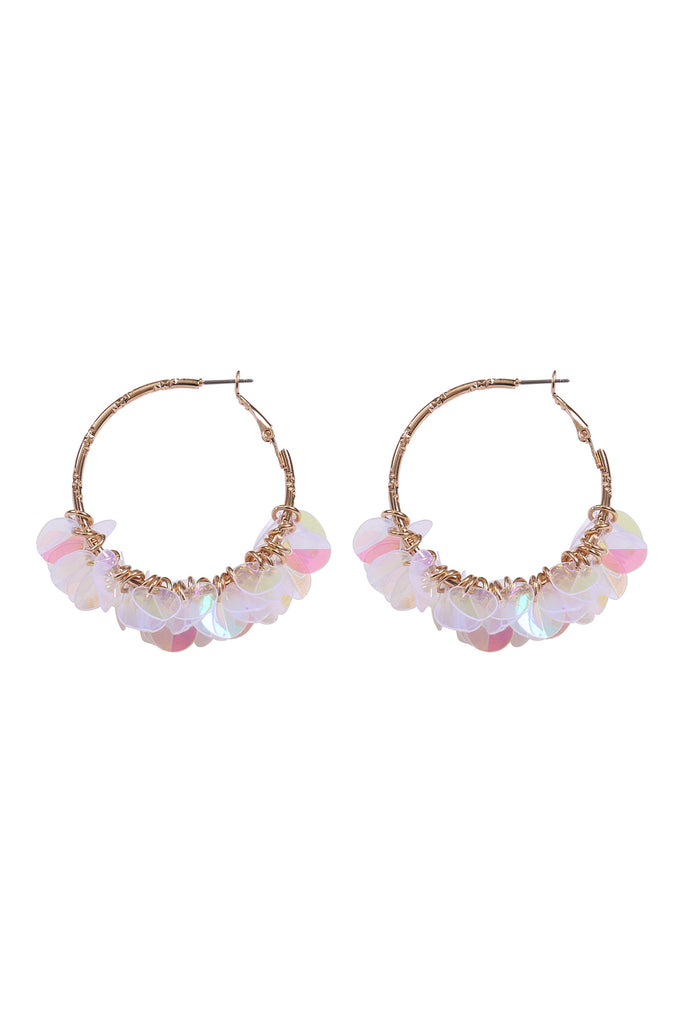 1.75" BOHO SEQUIN DANGLE HOOP EARRINGS